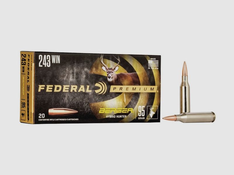 Federal Premium Berger Hybrid Hunter .243 Win. 95GR JHP 20 cartucce