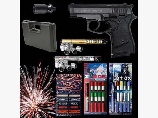 SET !!! Schreckschuss - Pistole - Zoraki 914 - 9 mm P.A.K. inkl. Koffer & 74 Schuss Effektmunition/ Feuerwerk