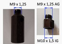 Muzzle cup for Rhöner SM 15 / SM 80, plus thread adapter for NORIS Multi-Shooter