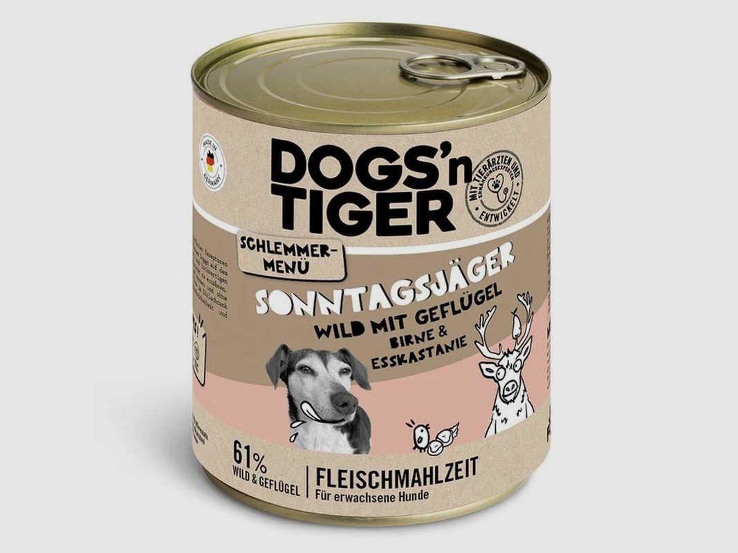 Dogs'n Tiger Hunde Nassfutter Sonntagsjäger Wild & Geflügel 800 g