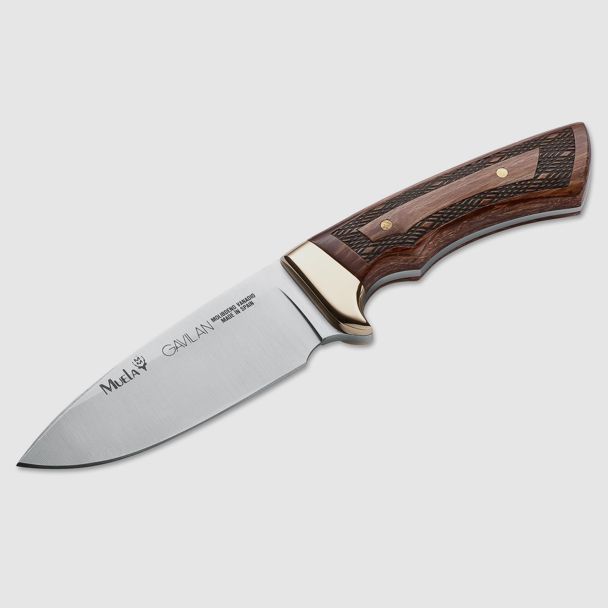 MUELA GAVILAN Vollerl Jagd-Messer,Lederscheide,Griff-Schnitzerei