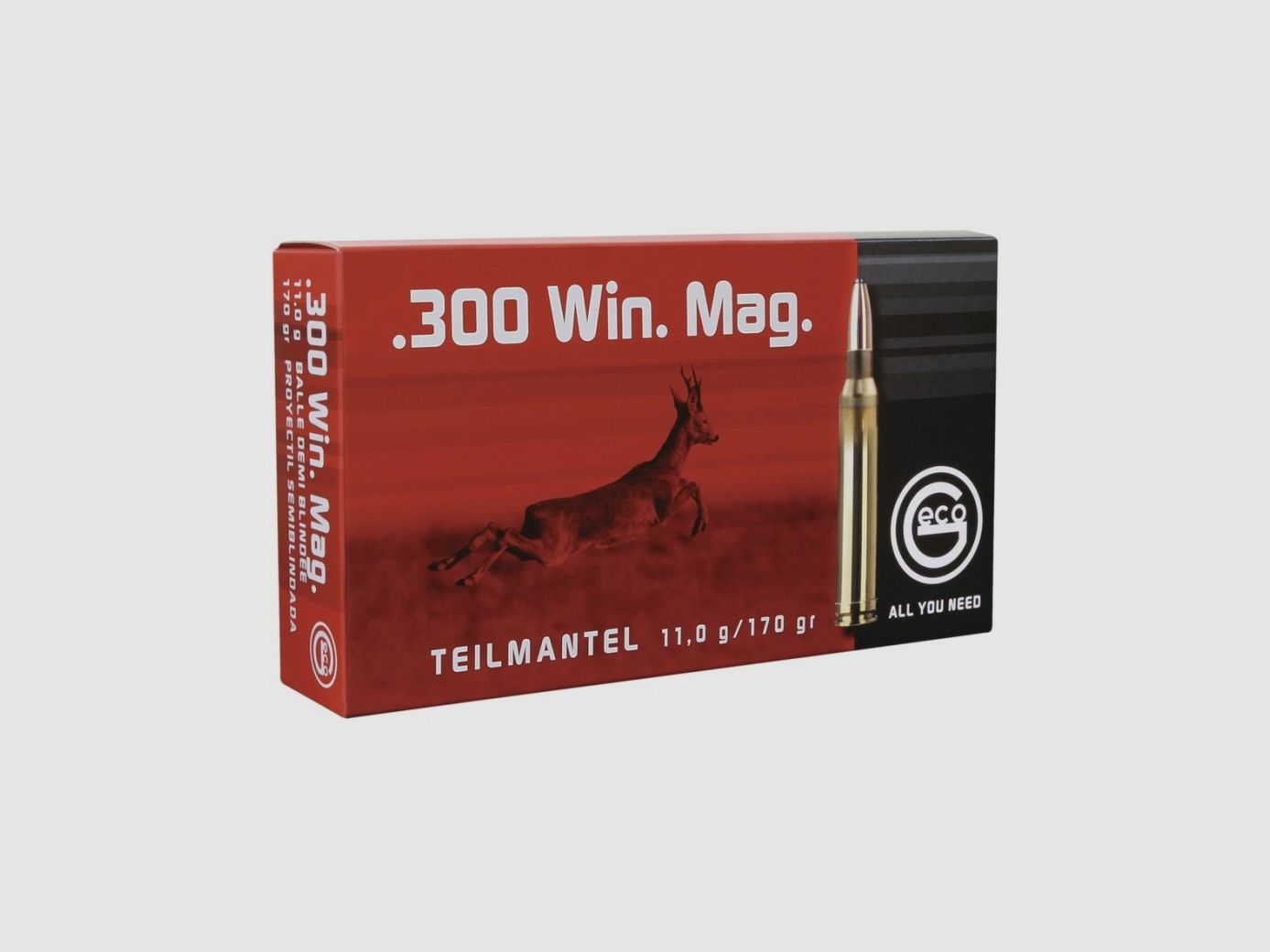 Boite de 20 Cartouches Geco Soft point Cal.300 Win Magnum 170GR 11 G