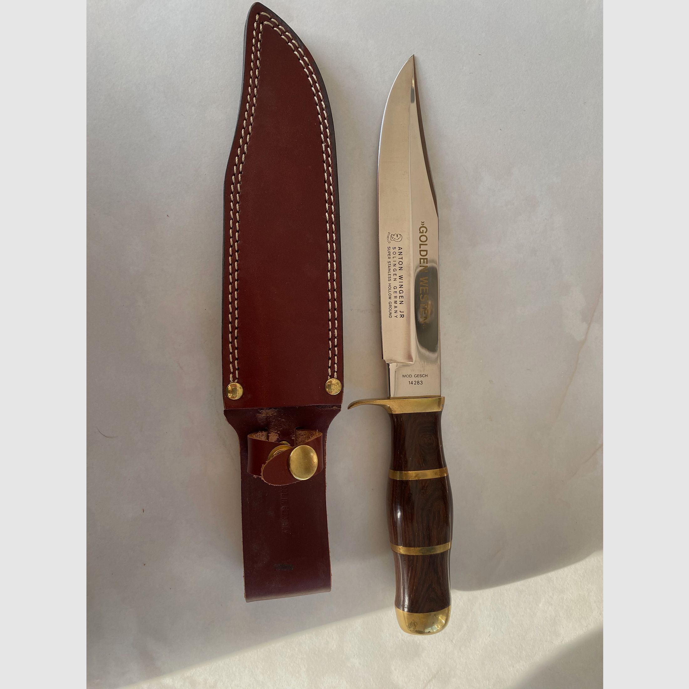 Anton Wingen Jr. „Golden West“ Jagdmesser – Solingen – inkl. Lederscheide