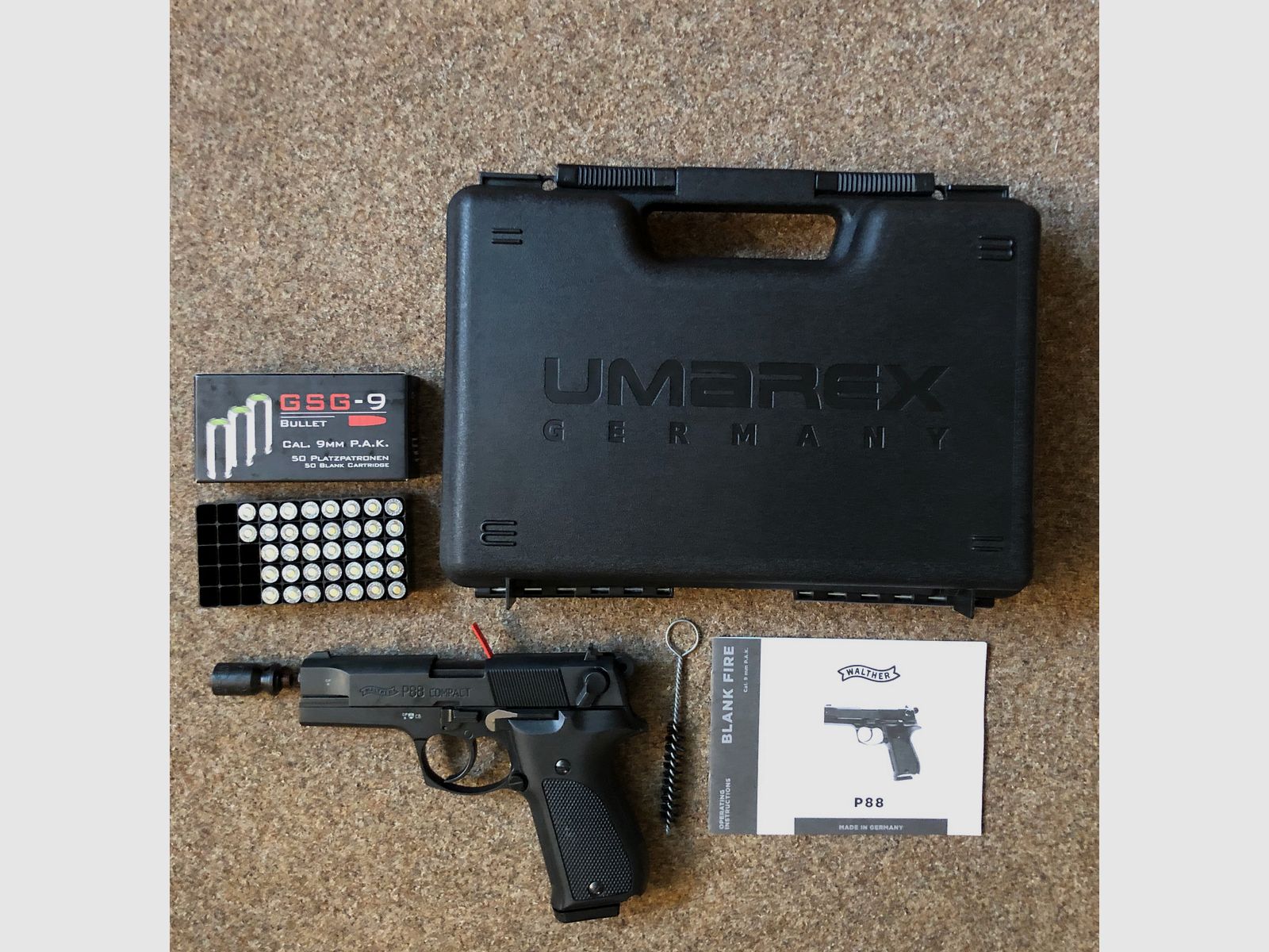 Walther P88 P.A.K. 9mm , schwarz-brüniert, Top Zustand - inkl. Munition!