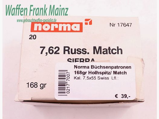 Norma 168gr Sierra Hohlspitz/ Match 7,62 Russ. Match