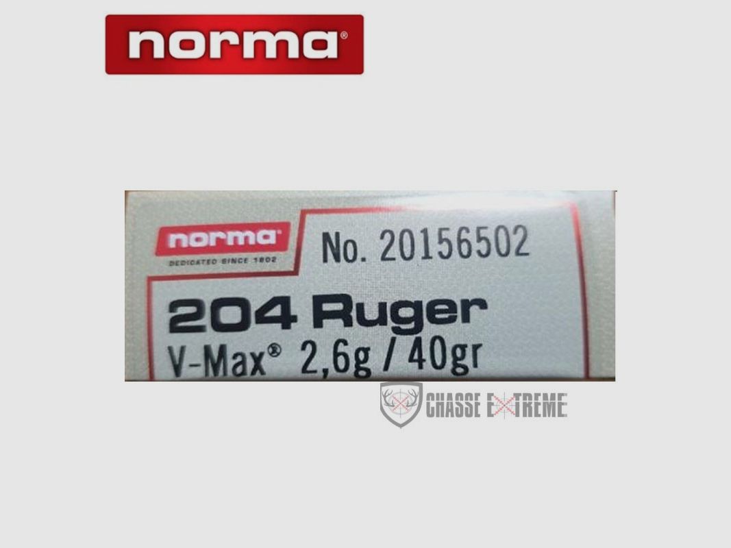 20 patronen NORMA Kal. 204 Ruger 40Gr V-Max, afbeelding 1 van 2