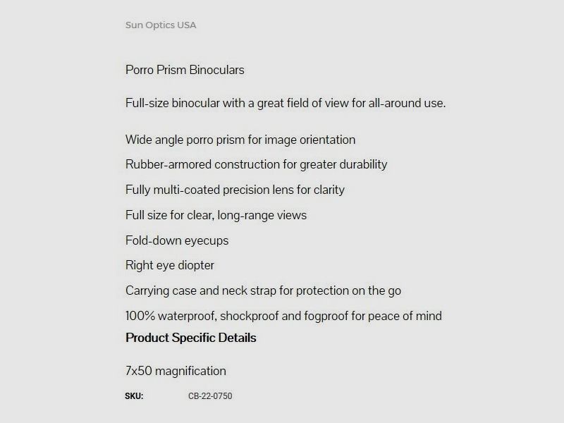 Binocolo 7x50 Porro Black, immagine 3 di 4