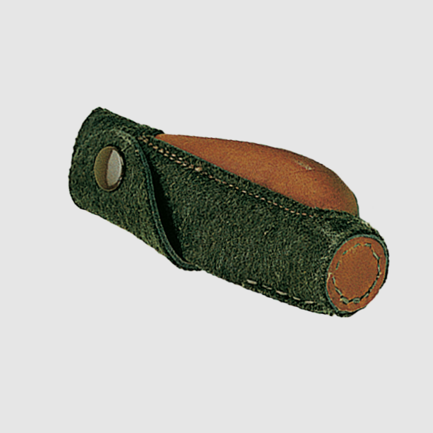 Muzzle protector for bolt-action rifle made of loden with leather