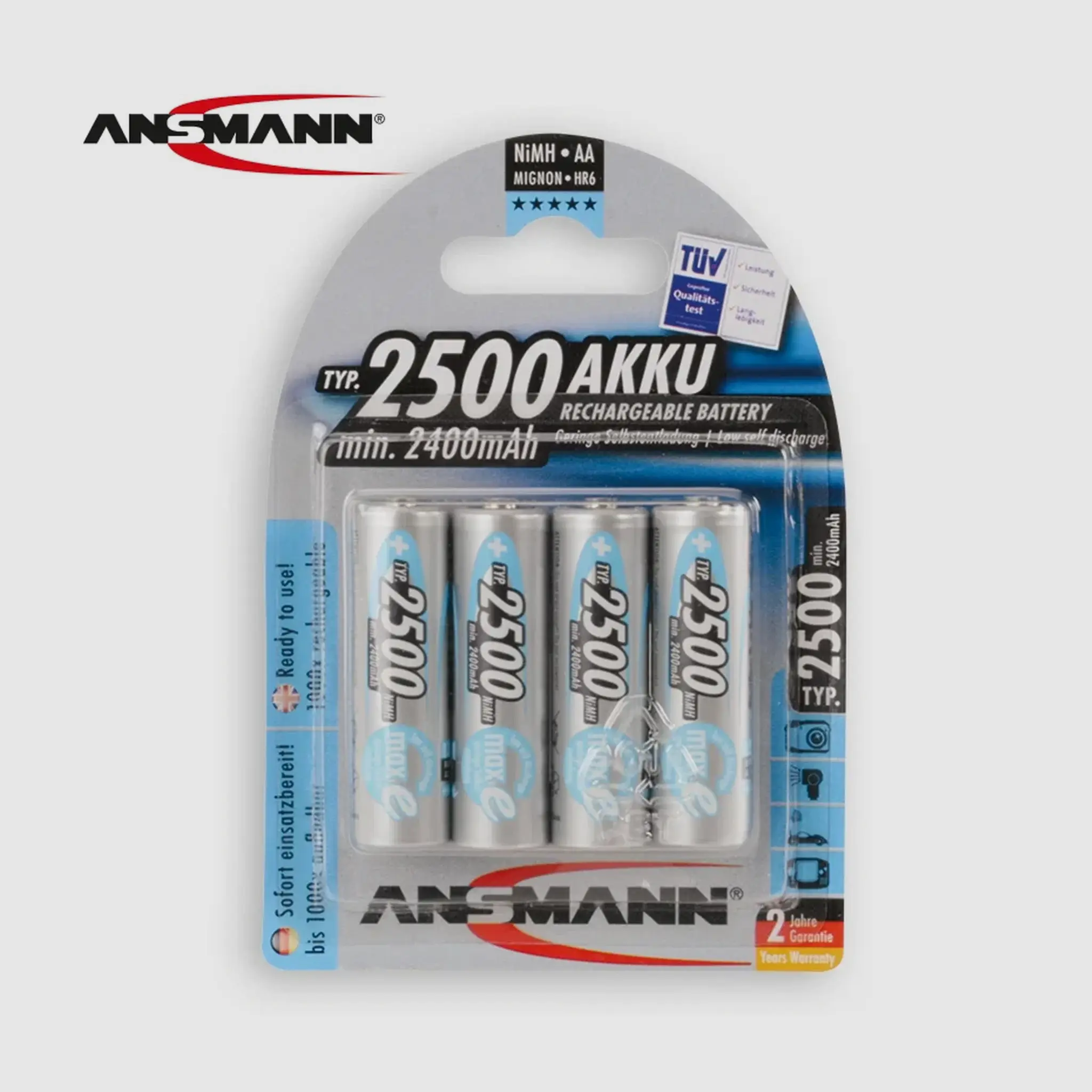 ANSMANN maxE batterie ricaricabili NiMH tipo 2500 AA – 4 pezzi · 1,2 V