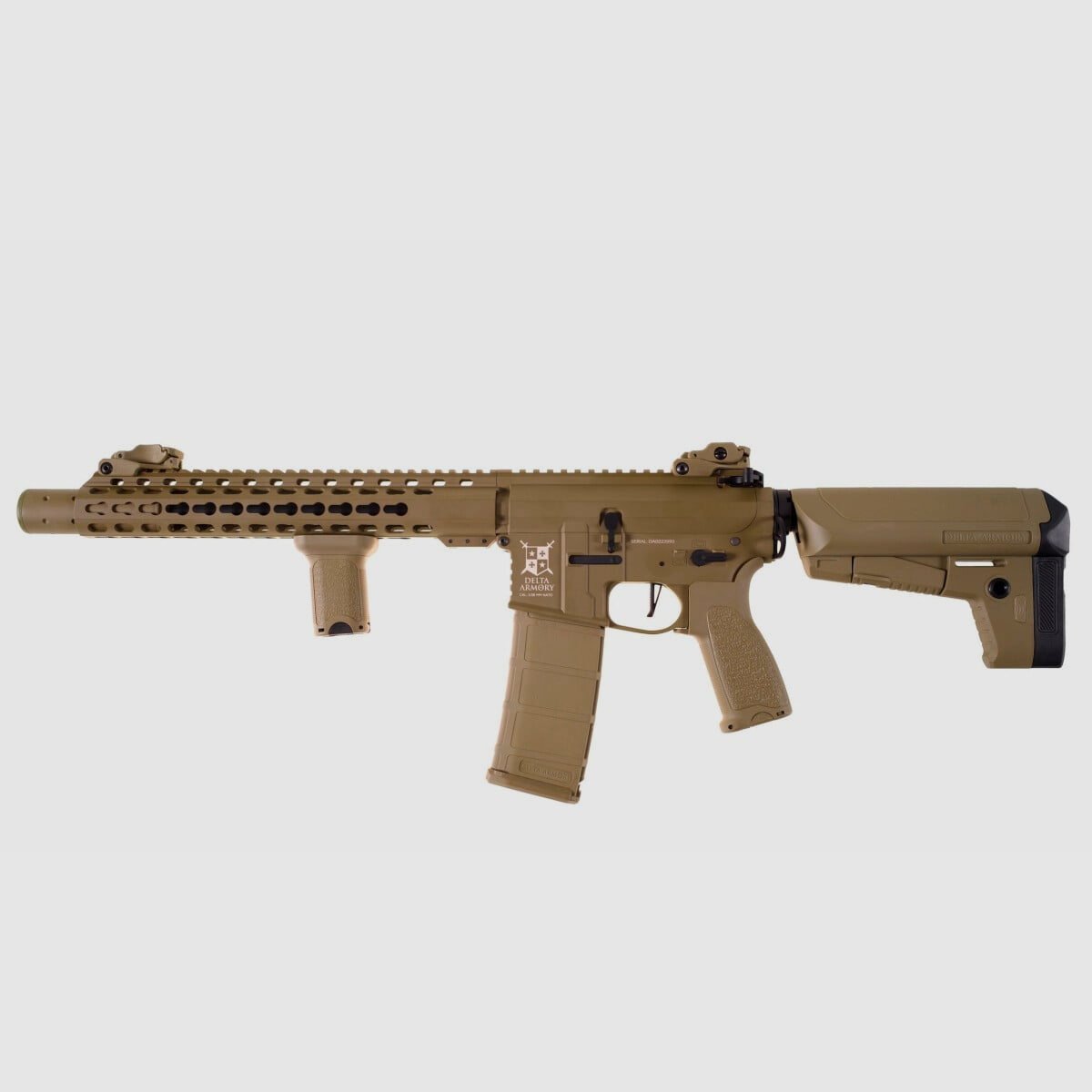AR15 SilentOps DMR ALPHA Vollmetall Delta Armory Tan S-AEG Airsoft Gewehr Frei ab 18 Jahren