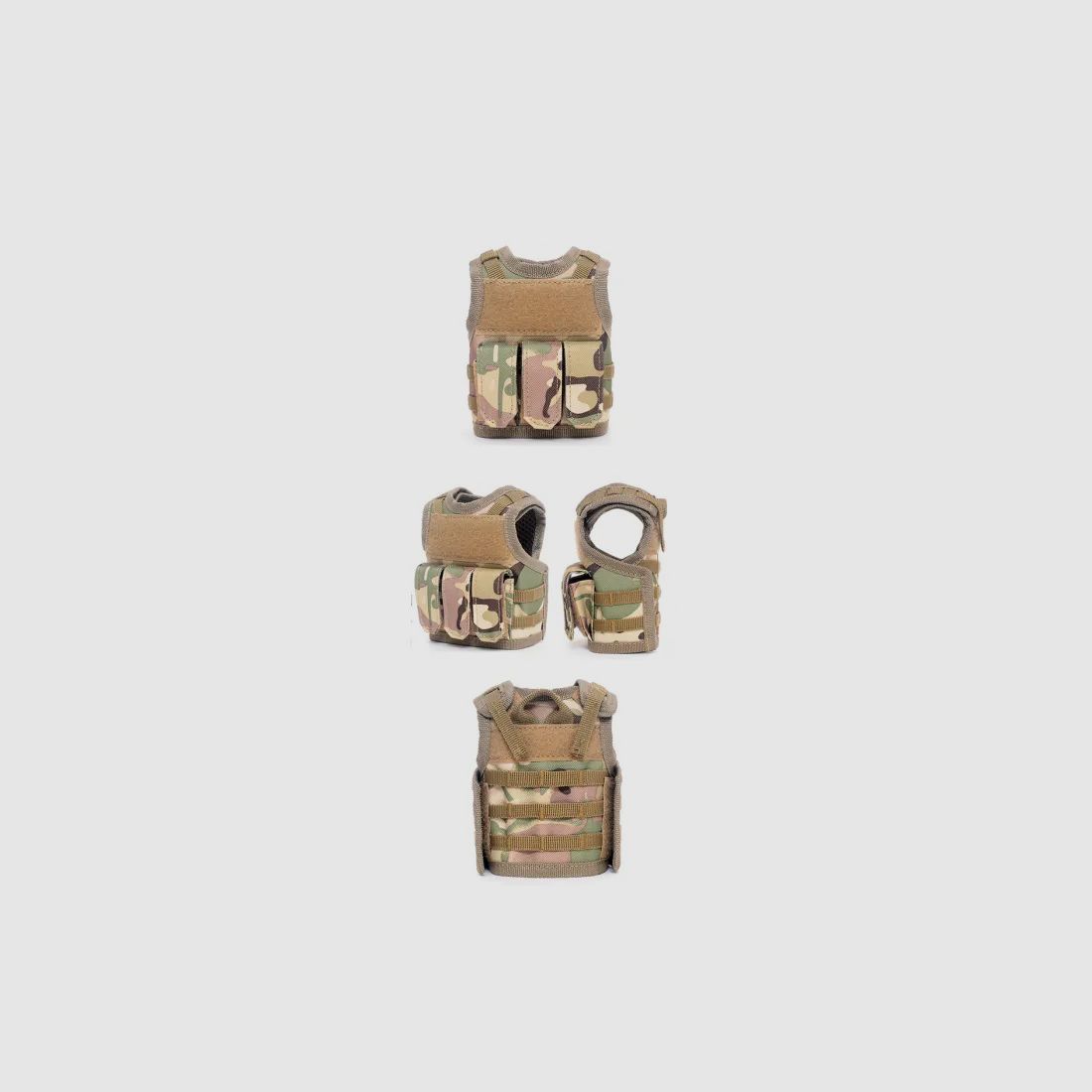 Mini Tactical Schutzweste mit Fronttaschen für Bierflasche / Weinflasche / Thermosflasche - MultiCam