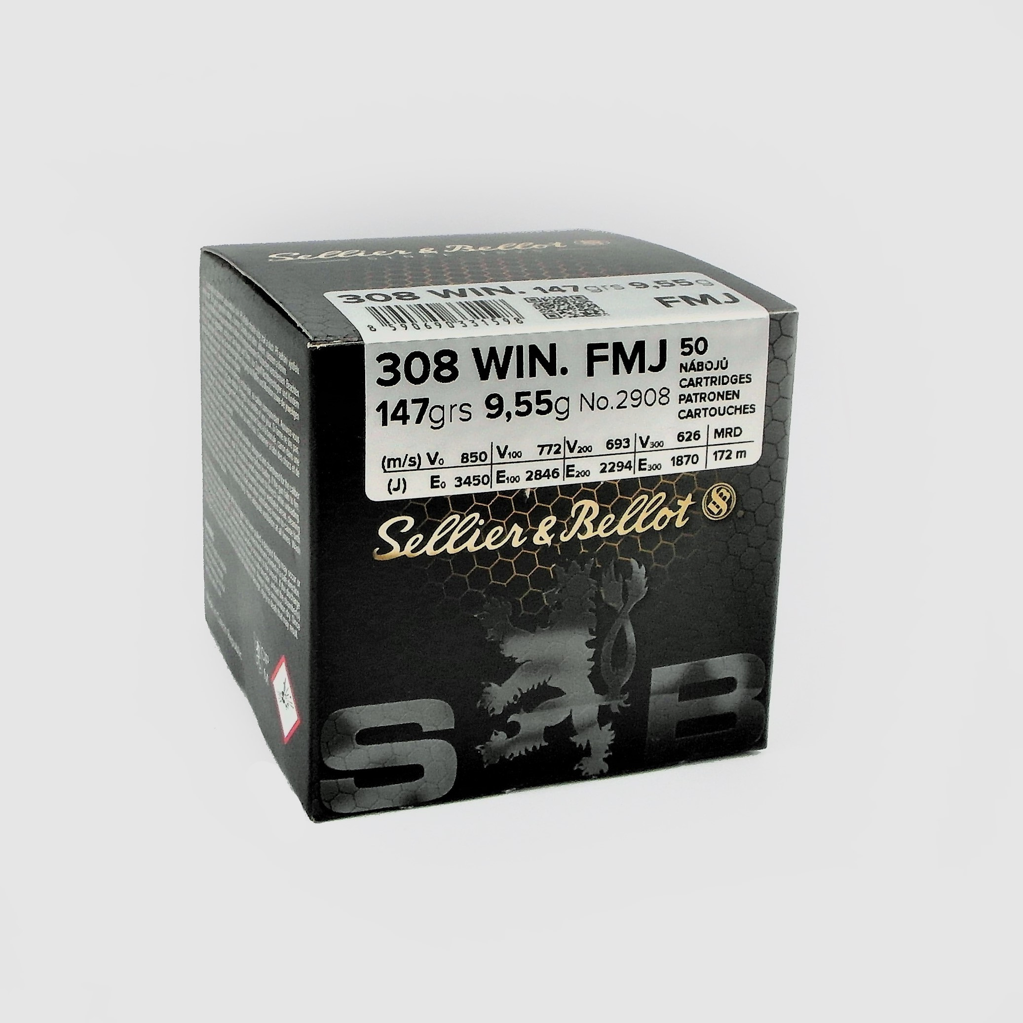 S&B Büchsenpatrone .308Win. VM /FMJ 9,55g/147grs