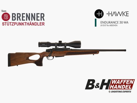 Pacchetto completo Brenner: Brenner BR 20 con calciatura a foro con Hawke Endurance 3-12x56