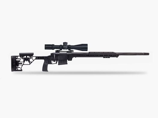 Huglu Ovis G2 Long Range Repetierer schwarz, Kal. .308 Win, 66cm Lauf, Alu-Chassis, Kompensator, Zweibein