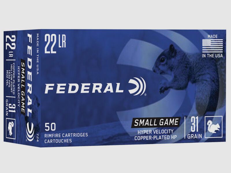 Federal Small Game .22 LR 31GR CPHP 50 cartouches