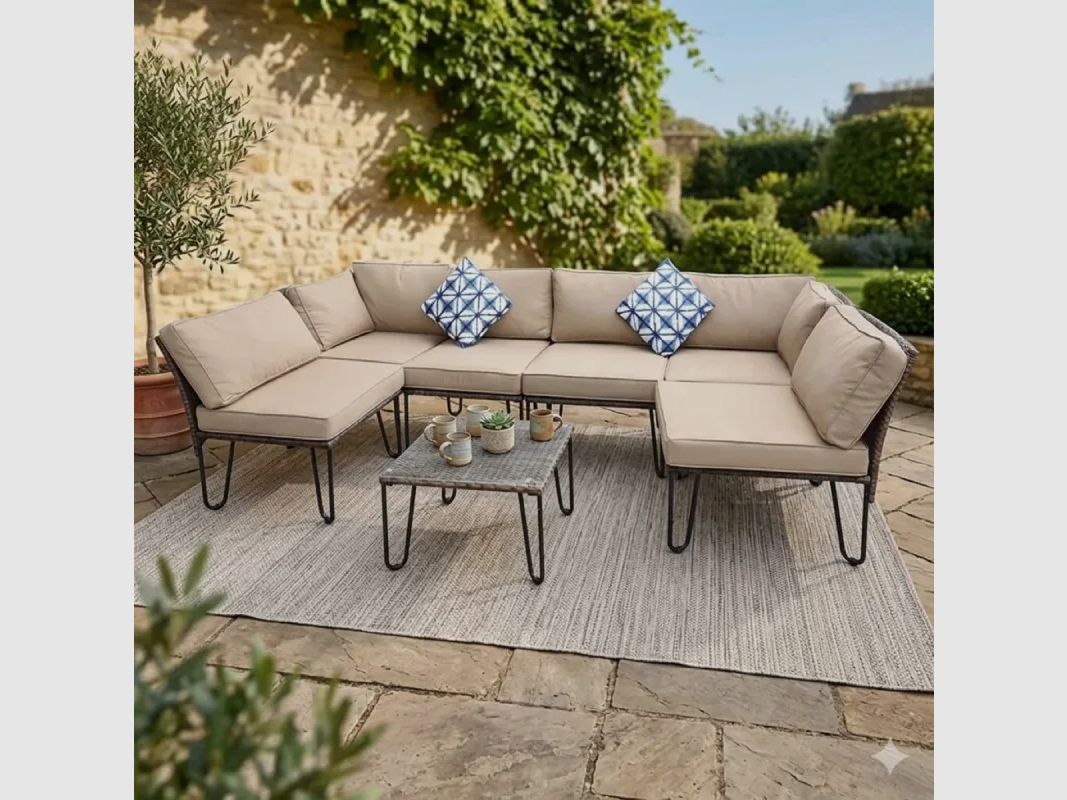 Ensemble Family - Modulares Ecksofa 3 Plätze + Couchtisch aus Stahl und Polyester, Bild 3 von 14