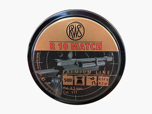 Flachkopf Diabolos RWS R10 Match Kaliber 4,49 mm 0,53 g glatt 500 StĂĽck