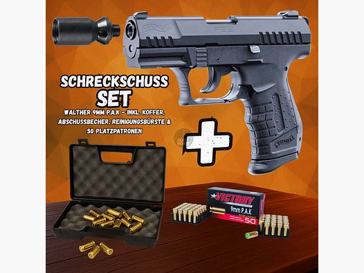 Zestaw pistoletów sygnałowych - Walther P22 - 9 mm P.A.K. w tym walizka i 50 nabojów