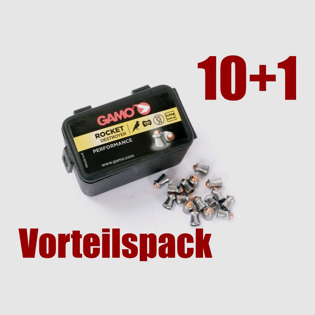 Vorteilspack 10+1 Rundkopf Diabolos Gamo Rocket Kaliber 5,5 mm 0,94 g glatt Stahlkugel 11 x 100 StĂĽck