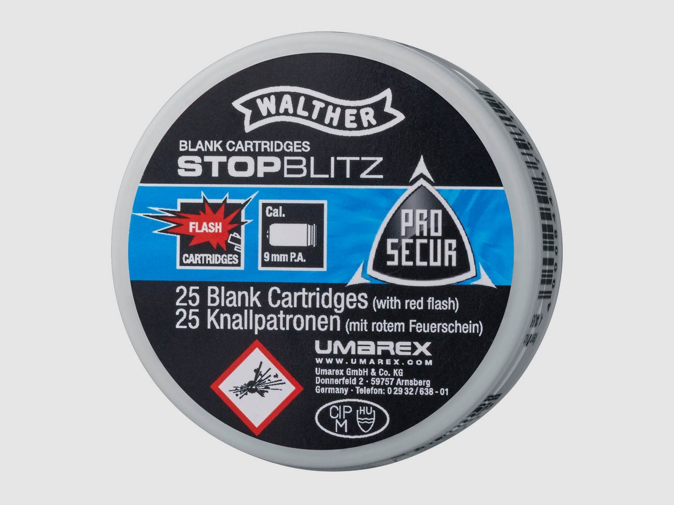 Walther Pro Secur Stop Blitz Platzpatronen 9mm PAK