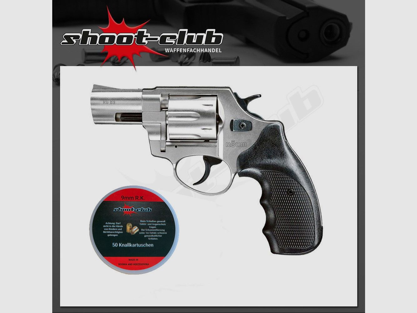Röhm RG 89 alu chrom Schreckschuss 9 mm R.K. + Platzpatronen