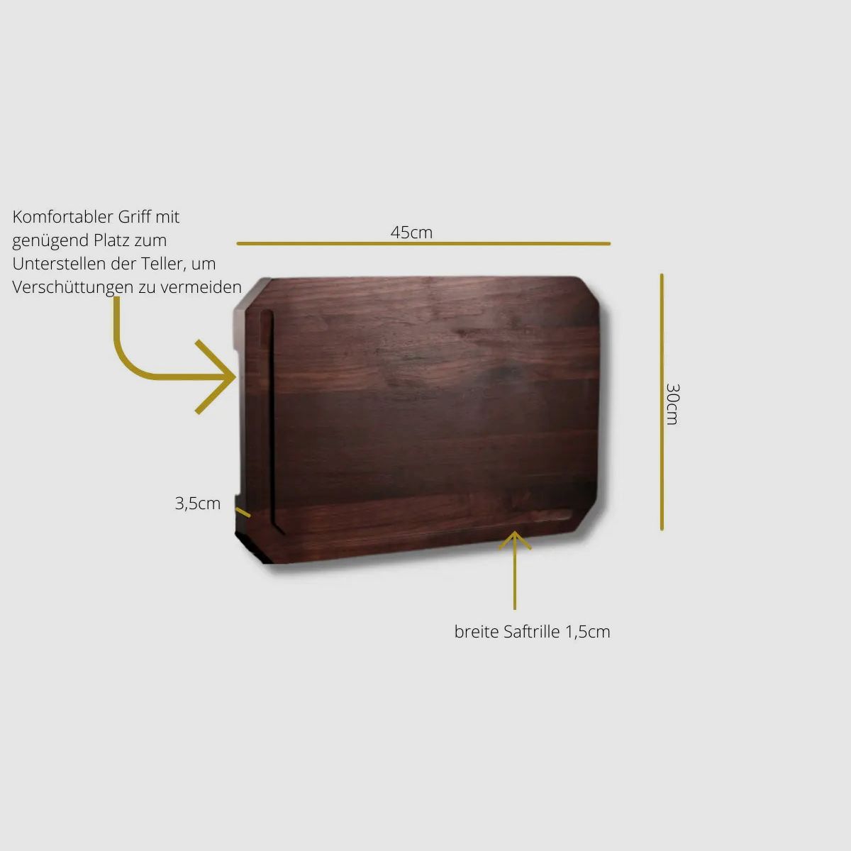 PUMA cutting board with juice groove 45x30cm, walnut