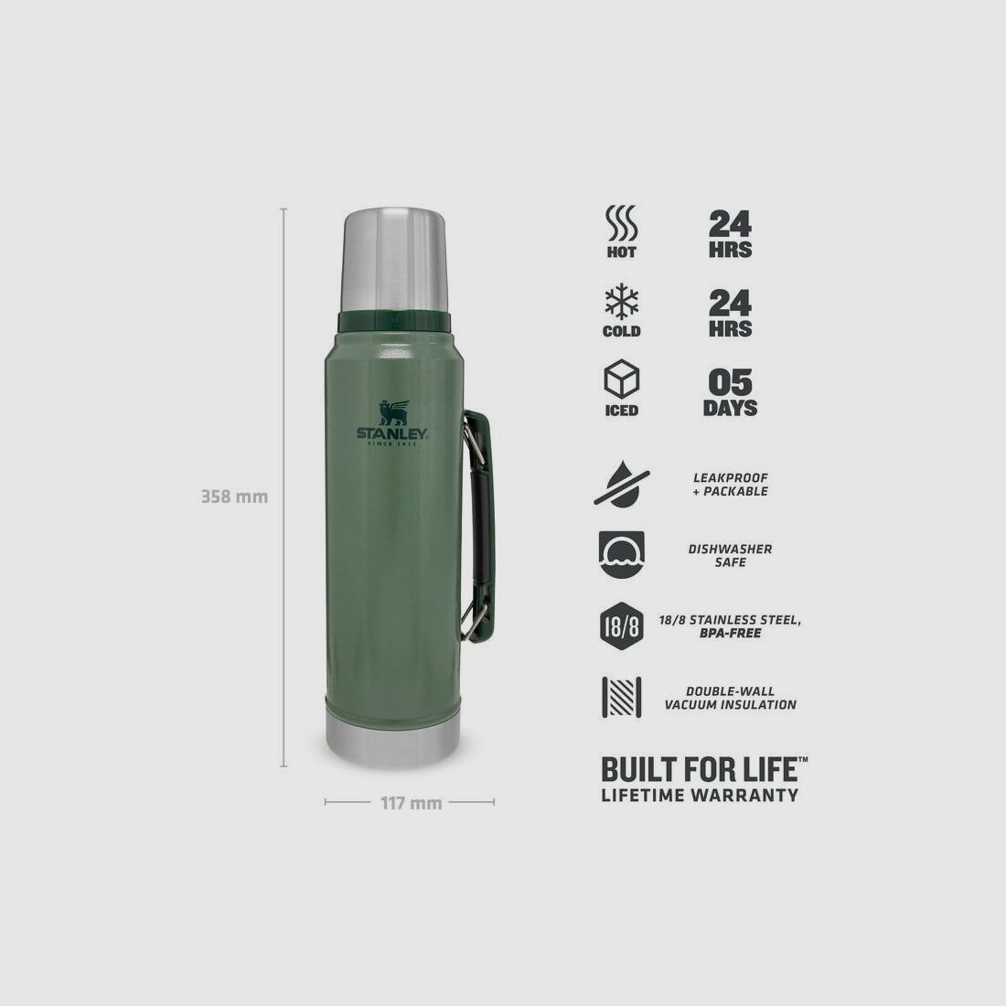 Stanley Thermoskanne Hammertone Green 1,0 L