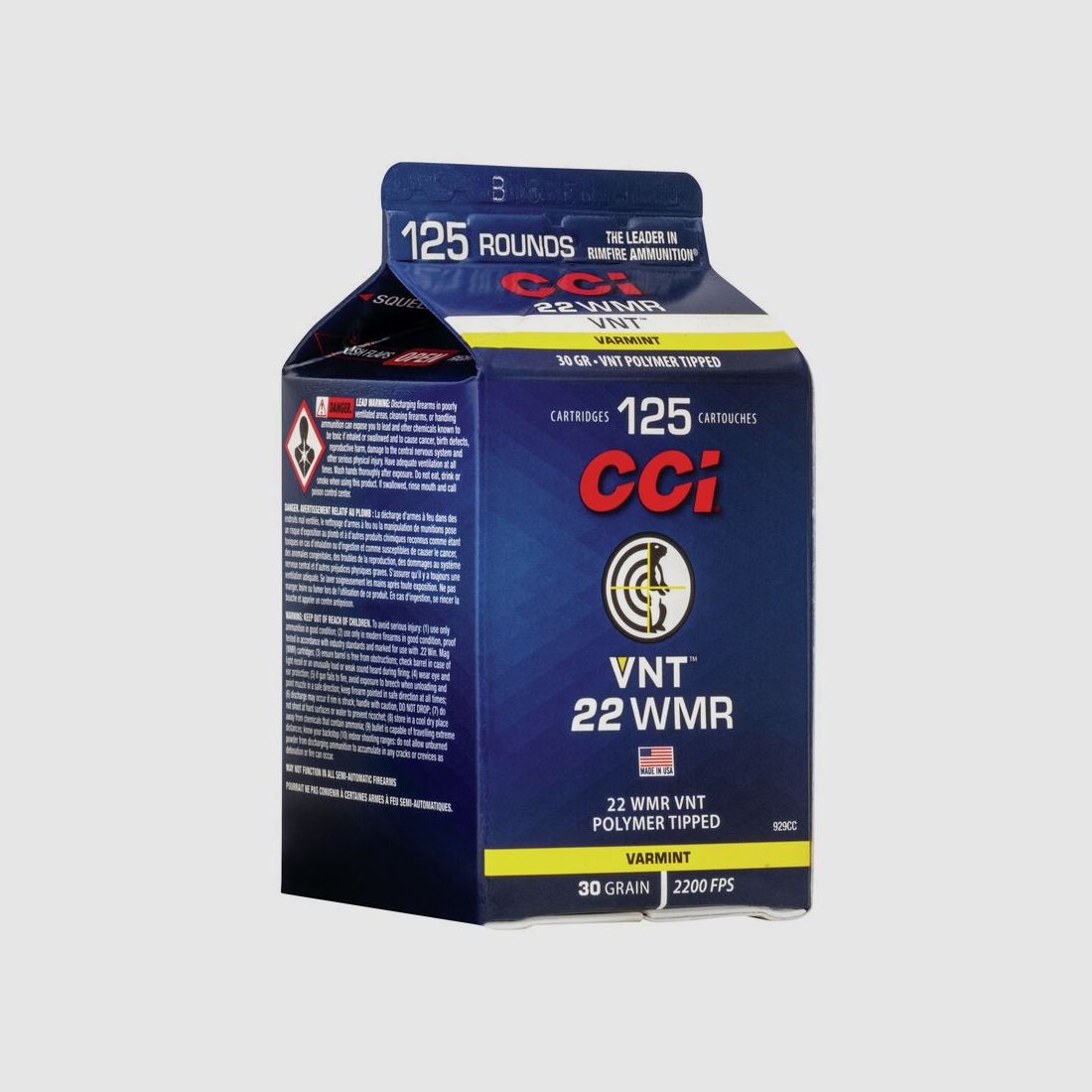 CCI VNT .22 WMR 30GR Polymer Tip 125 cartucce