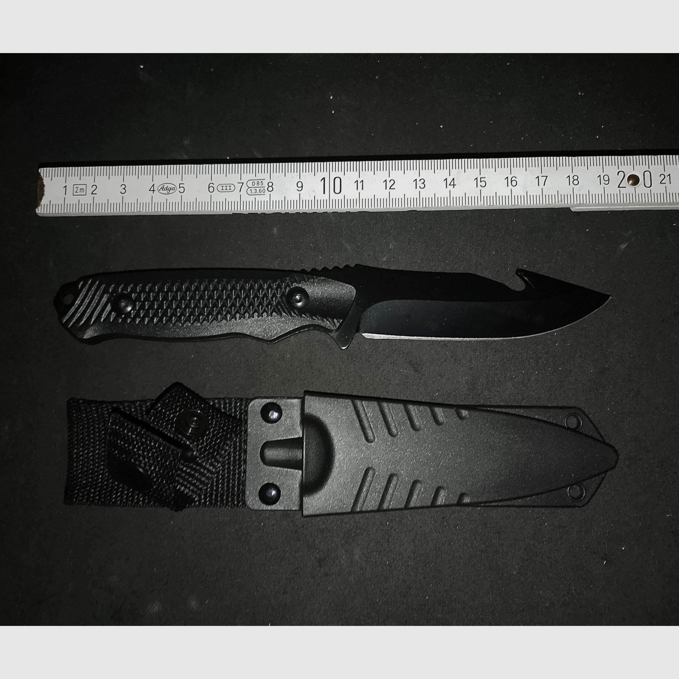 Diving knife angler knife outdoor knife black with sheath new