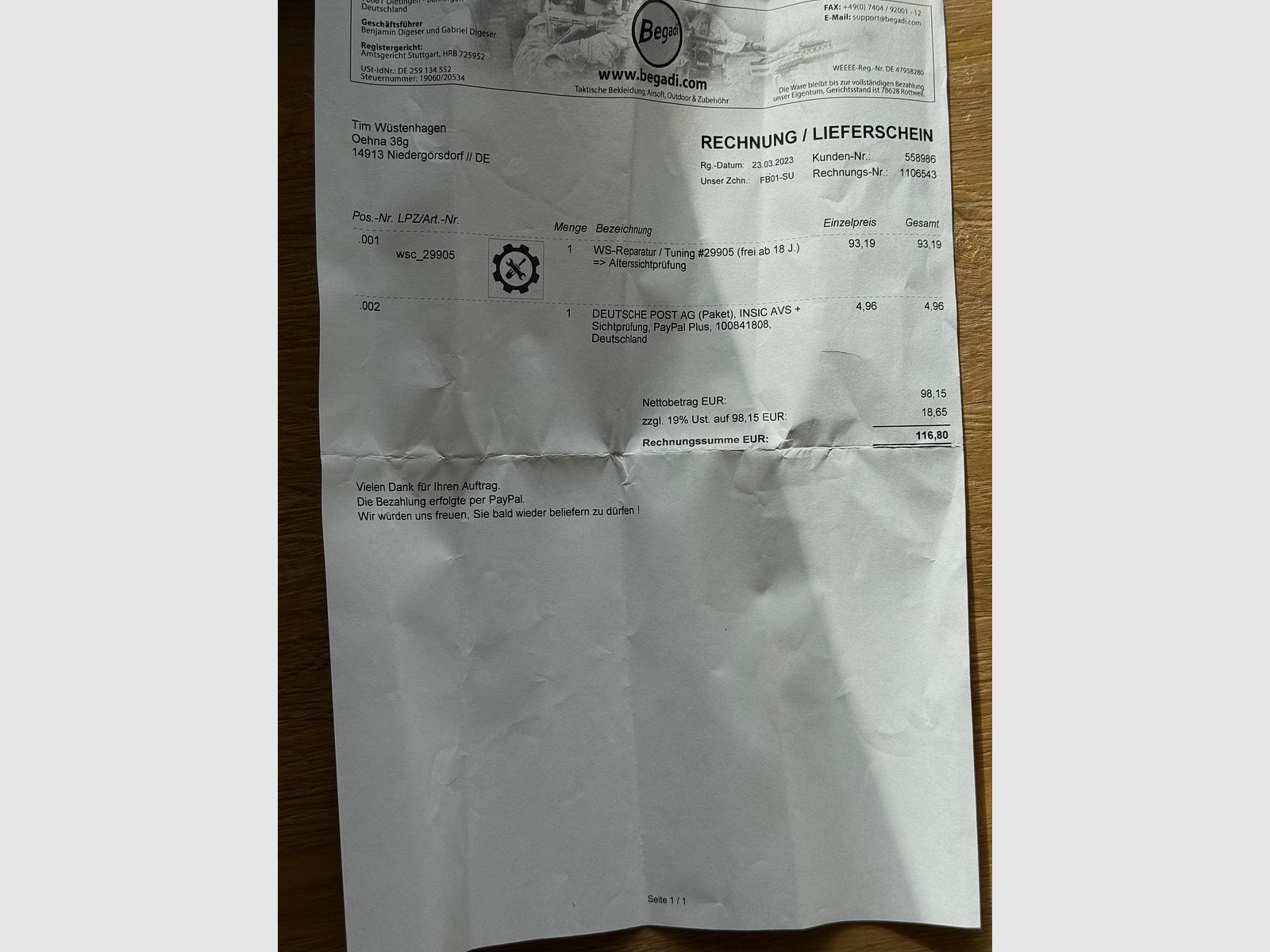 ICS M4 CXP HOG Tubular S incl. accessoires