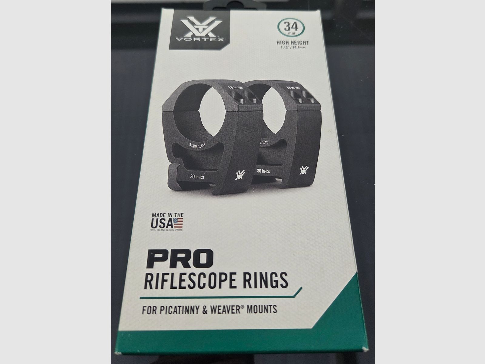 Montaje de visor 34 mm Vortex Pro Series anillas medianas Picatinny Weaver