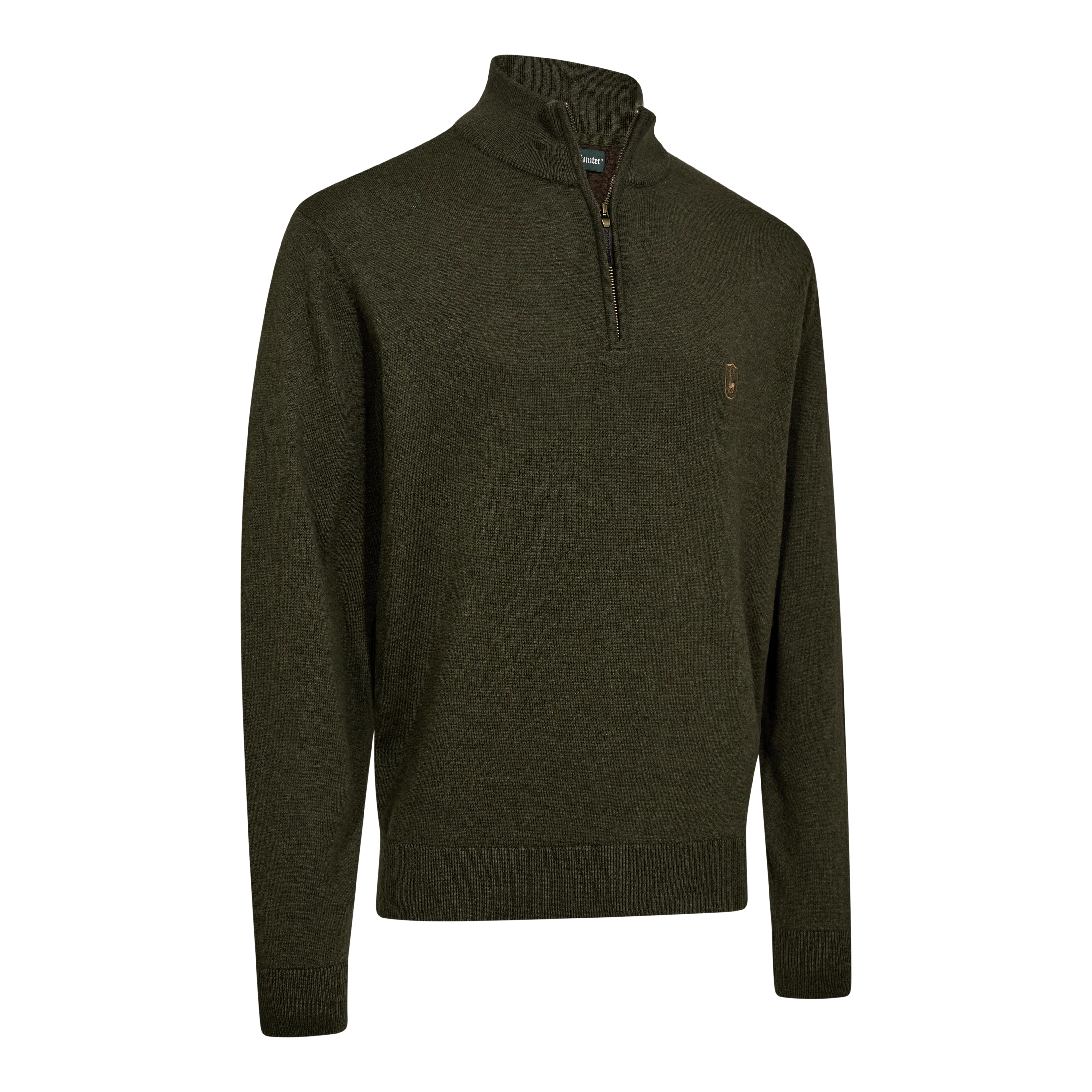 Harrington maglione in maglia con zip 1/2 - Forest Ember Melange, immagine 1 di 2