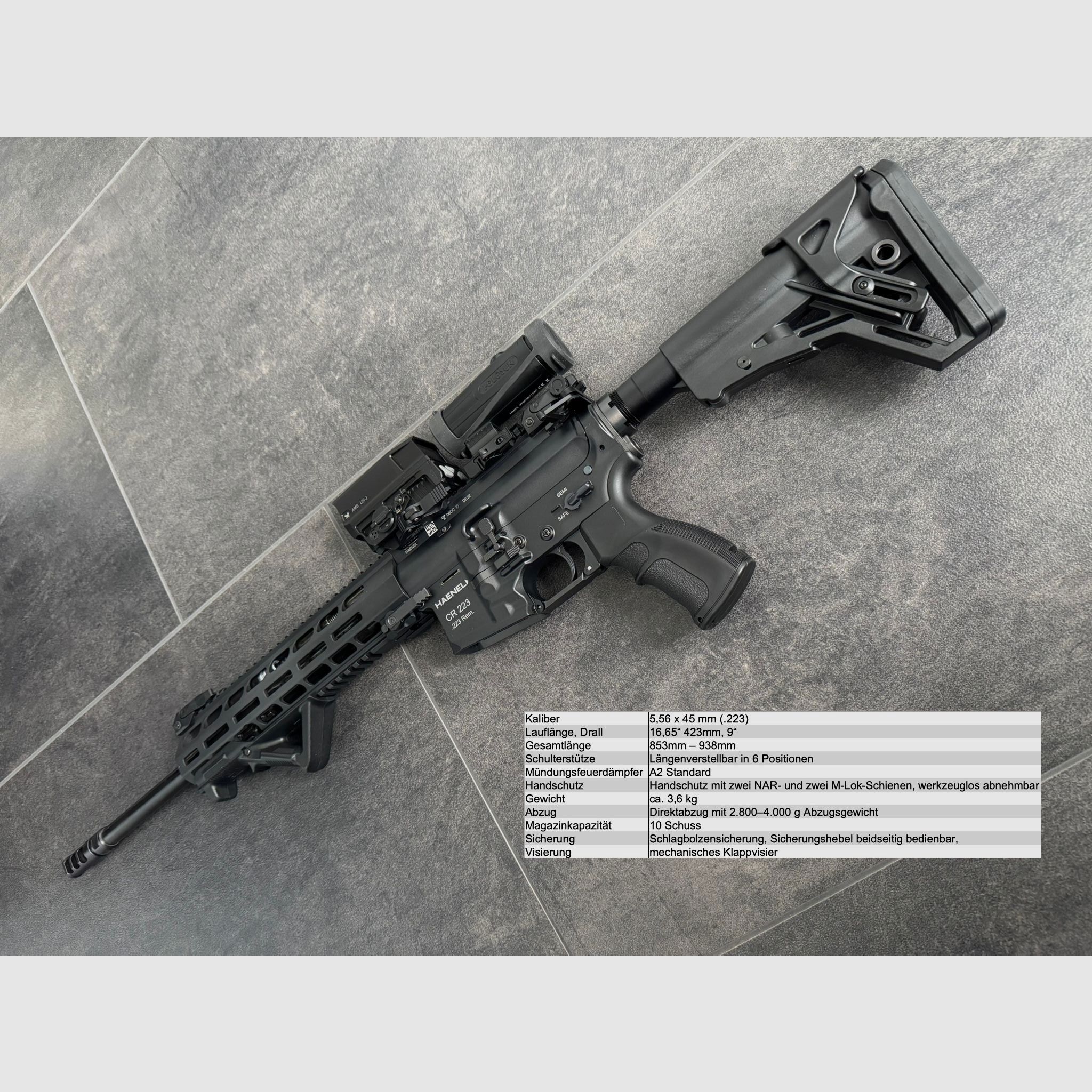 HAENEL CR223  - 16,65"  -  schwarz - langer Handschutz