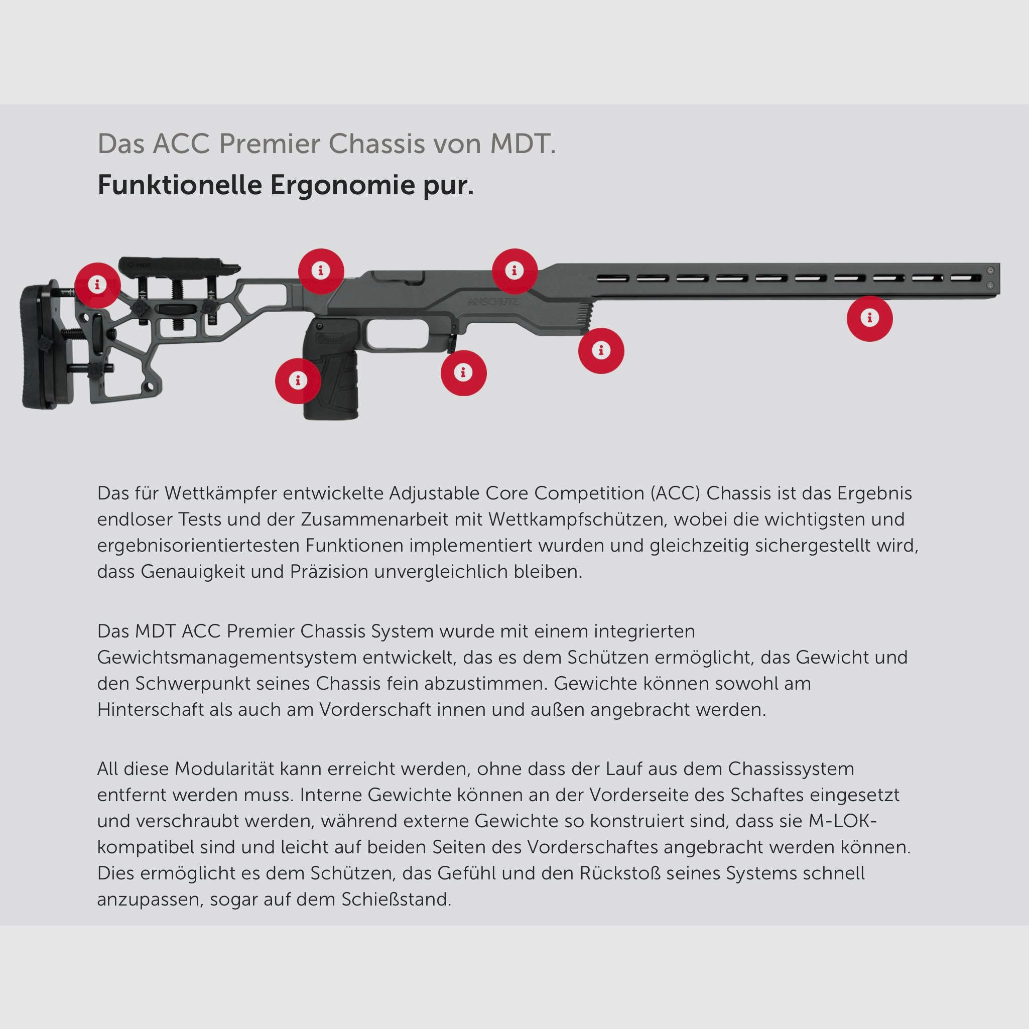 J.G. Anschütz 1782 D APR Grey 6,5 Creedmoor Gold "TIN" im ACC Premier Chassis von MDT M18x1 660 LL