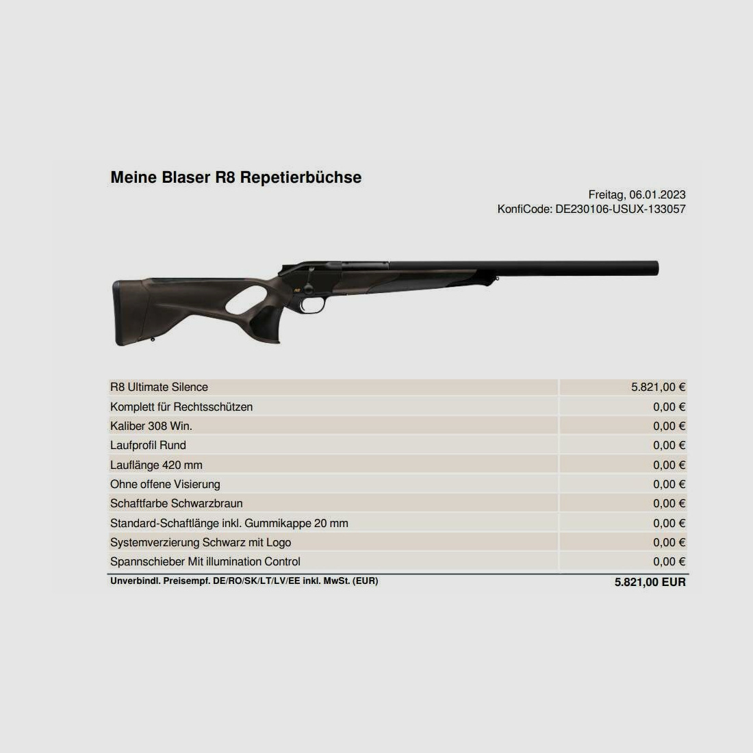 R8 Ultimate Silence / .308 Win.	 Ohne