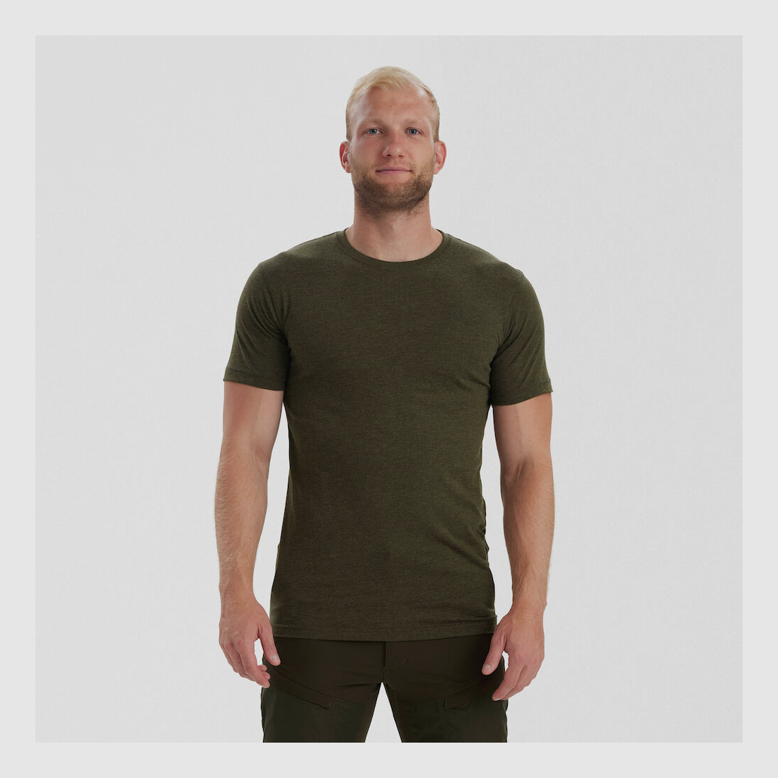 Basic T-Shirt im 2er-Pack - Adventure Green Melange – Größe: L