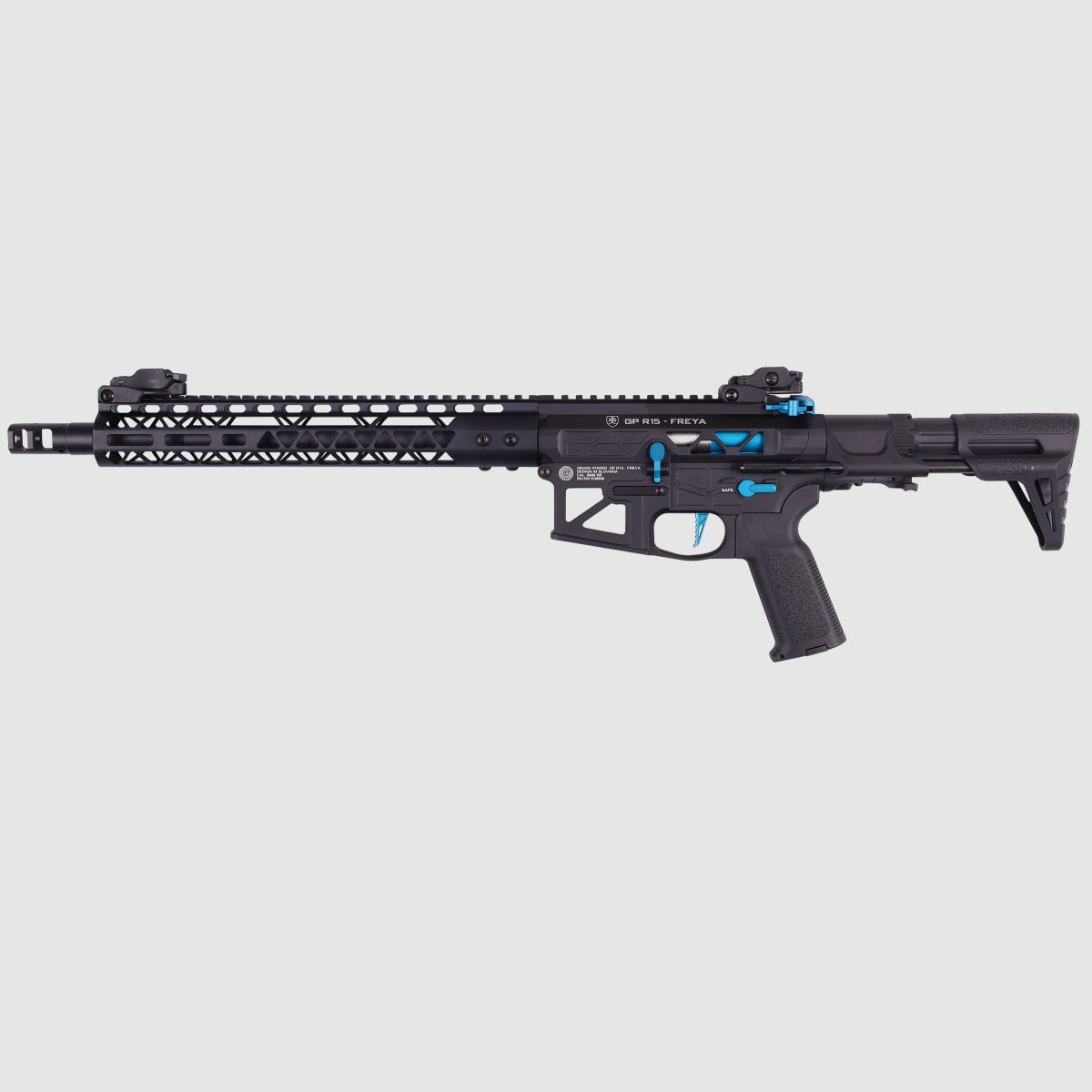 GP R15 FREYA ALPHA Full Skeleton PDW 13" gen.2 M-LOK Czarny/Niebieski S-AEG Wolny od 18 lat -F- | Delta Armory