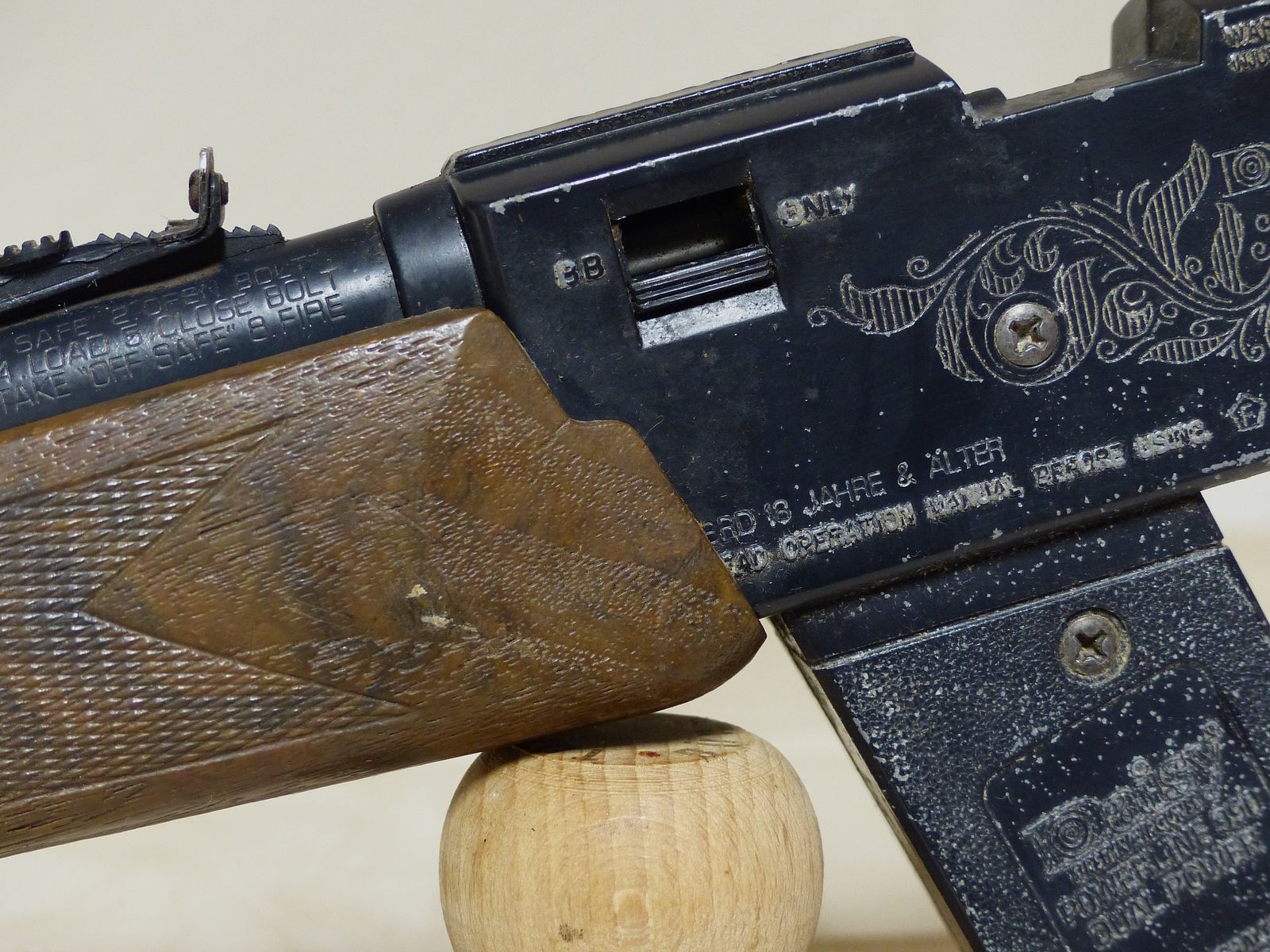 Carabina de aire comprimido Co2 de palanca inferior Daisy Power Line Mod. 990 Cal. 4,5 mm Diabolo y BB Dual Power USA vintage