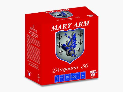 Pack of 250 Cartridges Mary Arm Dragonne Cal.12 36Gr - BJ - PB 6