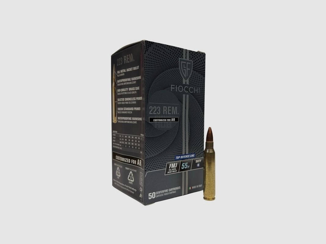 Fiocchi Munition 223 Rem L.E. FMJ T.D. Line 55gr