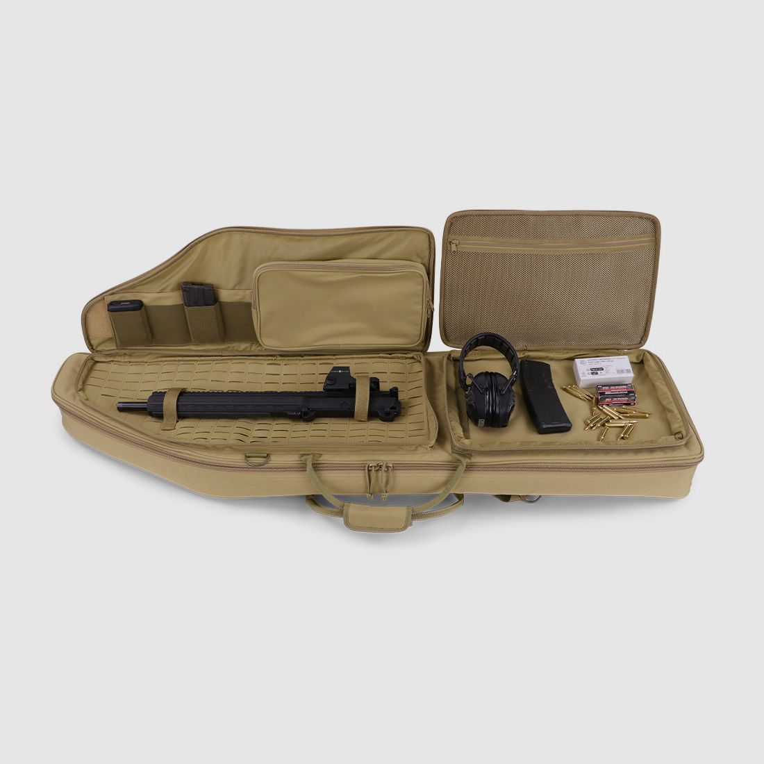 Borsa per armi invernale Olympic 130 cm – Laser-Cut MOLLE, Shockcord, sistema di trasporto zaino, nylon 1000D (Dune)