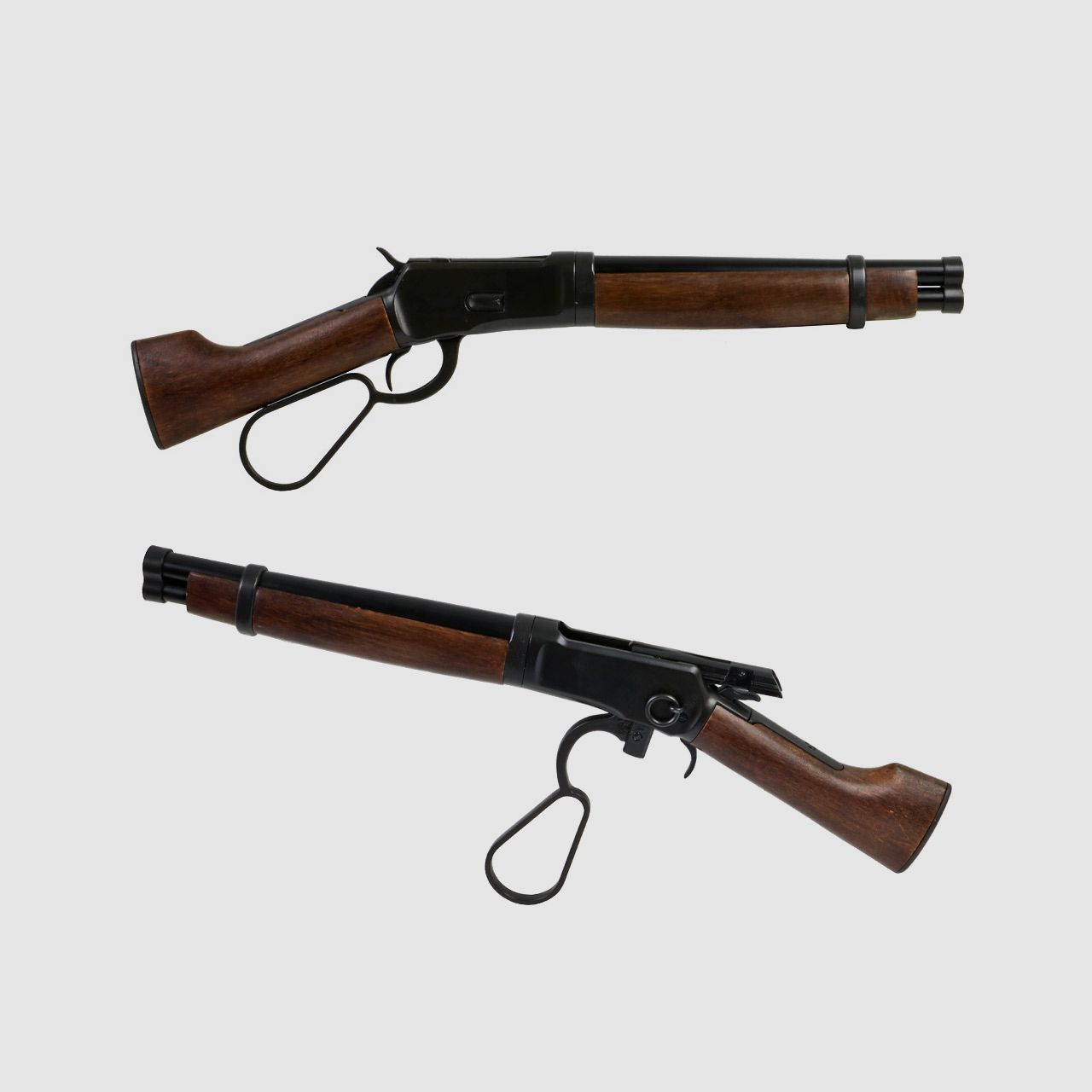 Deko Westerngewehr Kolser Winchester Mare's Leg Short realistisches Repetieren mit HĂĽlsenauswurf LĂ¤nge 55 cm schwarz
