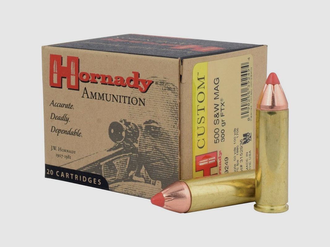 BOX MIT 20 PATRONEN HORNADY 500 SMITH & WESSON 300 GRS FTX KAT B