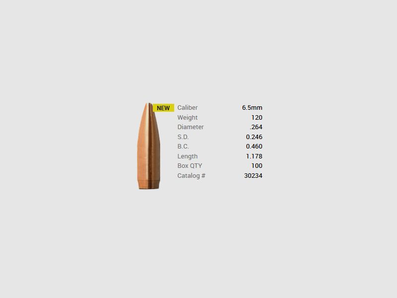 Barnes bullet 6.5mm/.264 120GR Match Burners BT 100 pieces