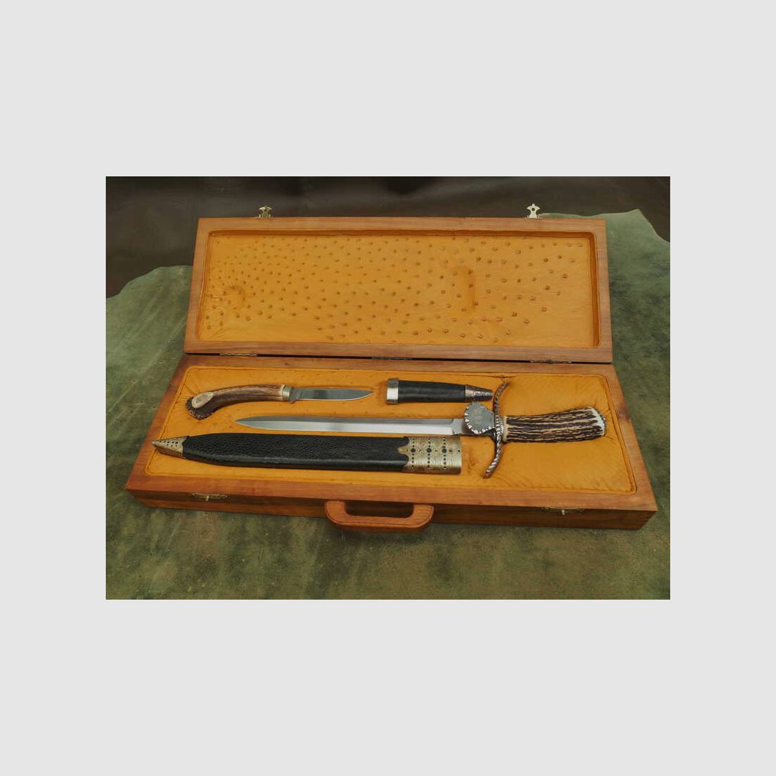 Coltello da caccia, su misura, con nicker e scatola, attrezzatura da caccia, immagine 2 di 11