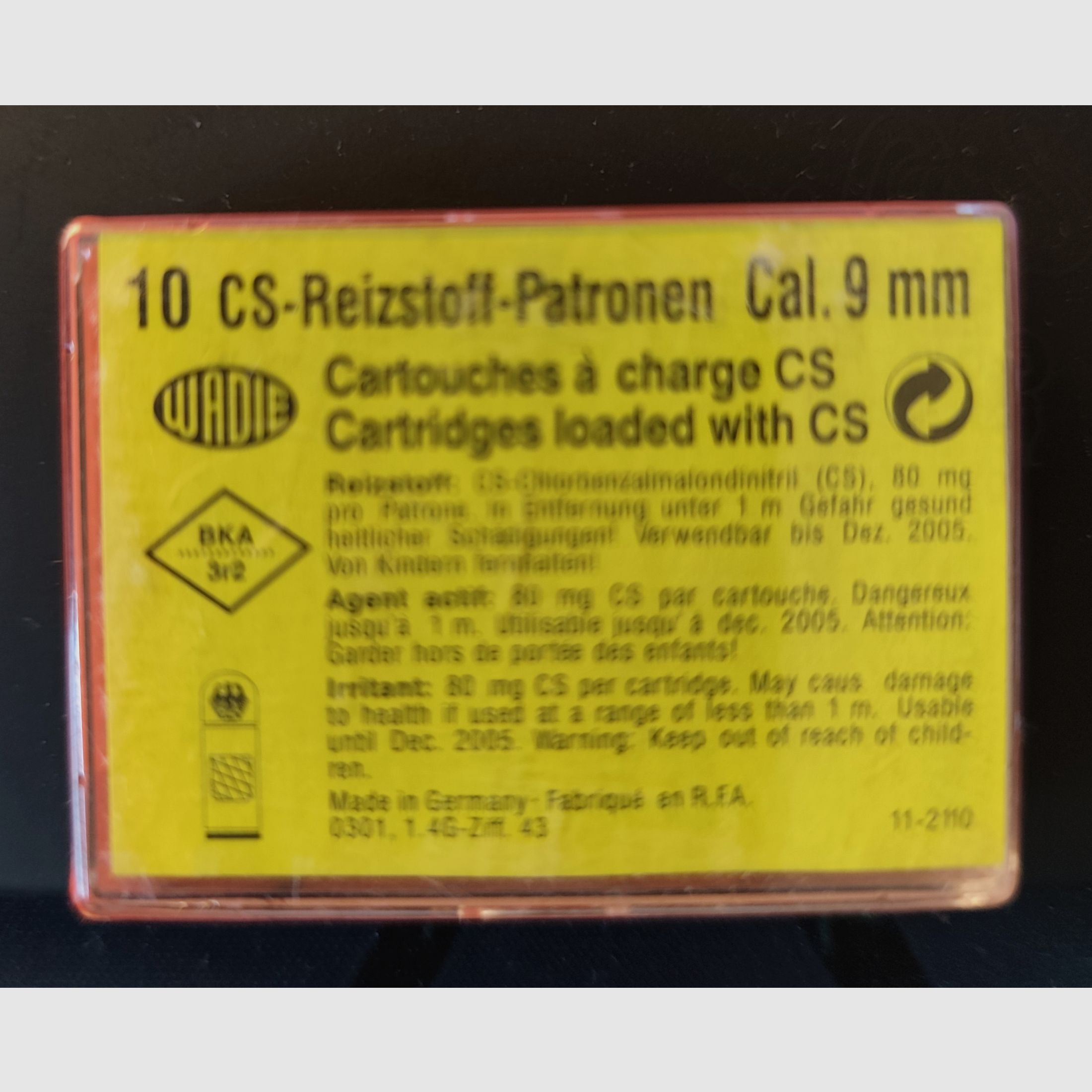 WADIE Reizstof Patronen 10 stuks per verpakking Cal. 9mm RK
