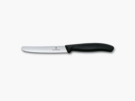 Tomatenmesser Swiss Classic Wellenschliff schwarz