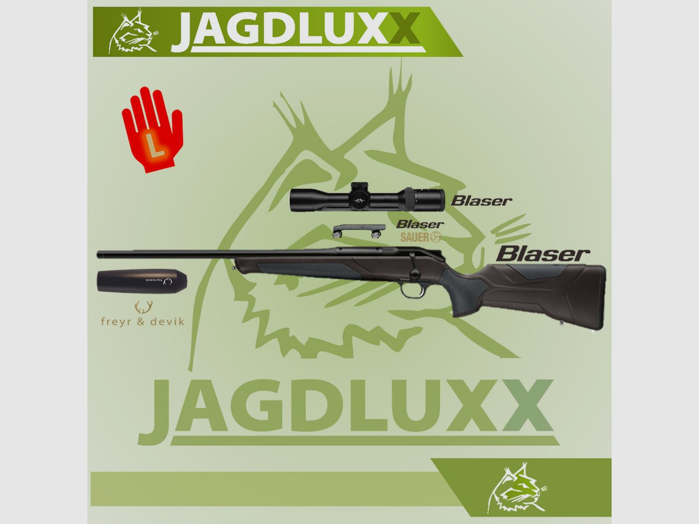 Blaser R8 Professional 2.0 noir-brun arme pour gauchers avec Blaser B2 et silencieux freyr & devik