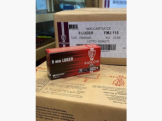 Fiocchi 9mm Luger 115grs FMJ