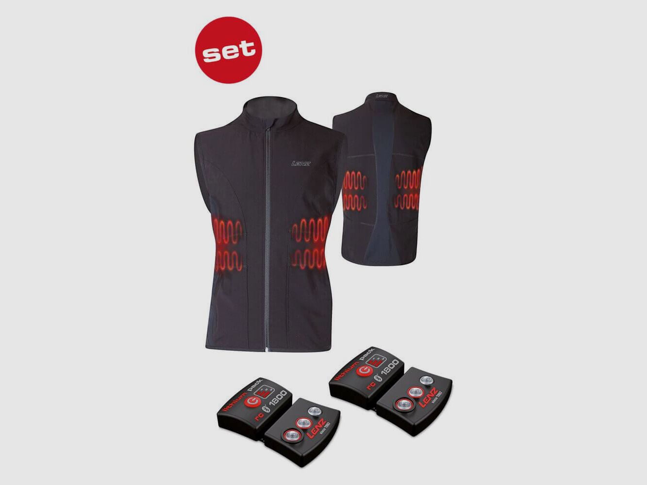 Set de gilet chauffant Lenz avec batteries de 1.800 mA